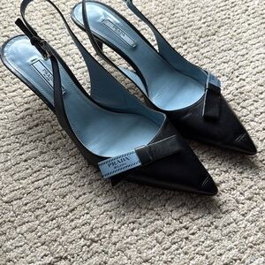 Prada Calzature Donna Women's Black Slingback Kitten Heels
